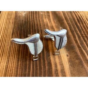 Vintage Hickok Sterling Silver Front Saddle Shaped Cuff Links Men’s Gift